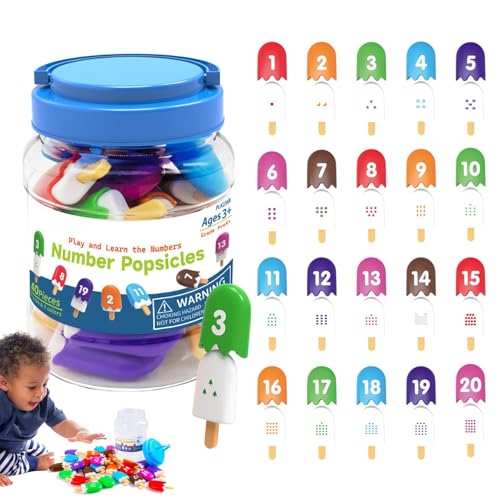 Zahlen-Lernspiel – Zählspielzeug-Set, Eiscreme-Zahlen-Lernspiel | Pädagogisches Am Stiel-Zahlen-Matching-Spielzeugset, Manipulatives Vorschulspielzeug Für Kinder, Spielzimmer, Bildung, Lustige Akt von ycezw