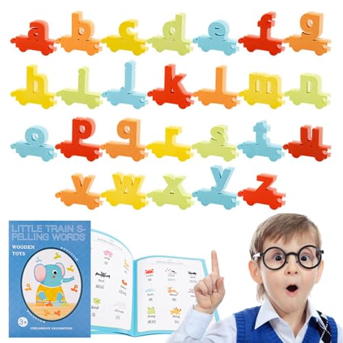 ycezw Alphabet-Puzzlespielzeug, Buchstabenspiel, mit Anschauen und Buchstabieren, realistisches Holzpuzzle – Rechtschreibung von Wörtern, lebendige Farben, lustig ycezw Alphabet-Puzzlespielzeug, Buchstabenspiel, mit Anschauen und Buchstabieren, realistisches Holzpuzzle – Rechtschreibung von Wörtern, lebendige Farben, lustig von ycezw