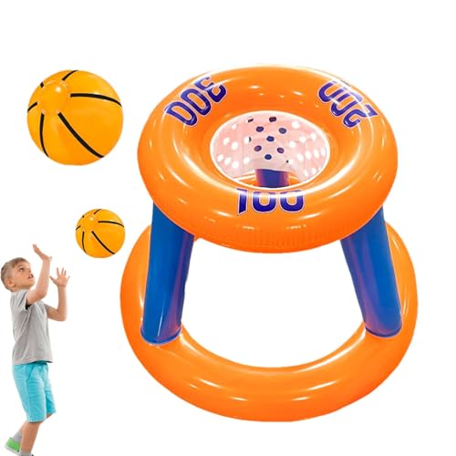 ycezw Aufblasbarer Basketballring, schwimmender Pool-Basketball-Reifen – Schwimmendes Wasserbasketball-Set für Pool mit Ball | Tragbares faltbares Pool-Set für Kinder u von ycezw