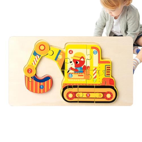 ycezw Bagger Holzpuzzle, Feuerwehrauto-Puzzle, Cartoons für Kinder, Fahrzeugpuzzle, tragbare Lernhilfe, frühe Bildung ycezw Bagger Holzpuzzle, Feuerwehrauto-Puzzle, Cartoons für Kinder, Fahrzeugpuzzle, tragbare Lernhilfe, frühe Bildung von ycezw