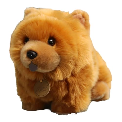 ycezw Braunes Chow-Chow-Plüschtier, Süßes Welpen- Und Hundeplüschspielzeug – 25 cm Realistische Chow-Chow-Plüschhundepuppe – Niedliche Tierplüschpuppe, Stofftier von ycezw