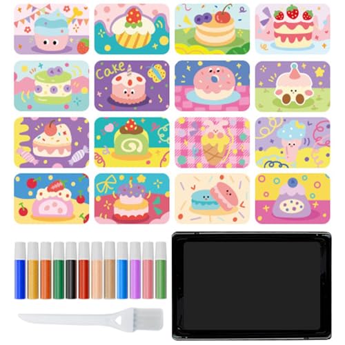 ycezw Bunte Sandmalerei, Sandmalerei | Buntes Sandmalset für - 1 Tablett, 1 Pinsel, 12 Sandfarben, 16 Bilder zum Abziehen und Streuen, Kunstwerkzeug für ycezw Bunte Sandmalerei, Sandmalerei | Buntes Sandmalset für - 1 Tablett, 1 Pinsel, 12 Sandfarben, 16 Bilder zum Abziehen und Streuen, Kunstwerkzeug für von ycezw