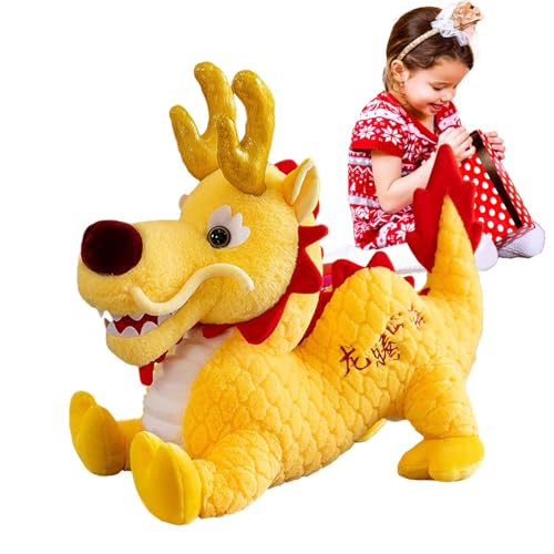 ycezw Chinesische Drachenplüschpuppe - Maskottchen Springender Drache Plüschtier,Chinesischer Drache Plüsch 2024, Sternzeichen Plüschfigur Spielzeug, süßer Ausdruck, Glücksdrache Plüschpuppe von ycezw