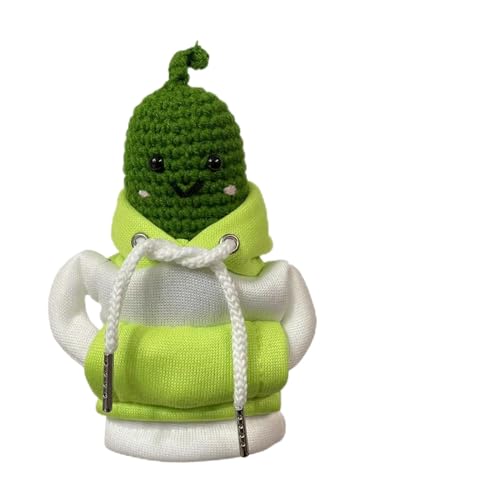 ycezw Emotionale Unterstützung häkeln, Häkelgurke | Positive Pickle Sweatshirt Gurke,Plüsch zur emotionalen Unterstützung mit Karte, motivierende Pickle-Strickwollpuppe für Freunde und Familie von ycezw