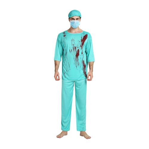 ycezw Halloween-Kostüm Doktor, Cosplay-Kostüm Blutige Krankenschwester | Unisex-Kostüm für Horror-Partys und Schulveranstaltungen ycezw Halloween-Kostüm Doktor, Cosplay-Kostüm Blutige Krankenschwester | Unisex-Kostüm für Horror-Partys und Schulveranstaltungen von ycezw