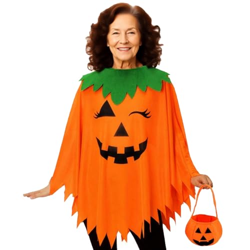 ycezw Halloween Kürbismantel | Kostüme für Erwachsene | Halloween Kostüm für Szene, Karneval, Maskierungen, Lyse Thema, Dunkel Poncho zum Kleid ycezw Halloween Kürbismantel | Kostüme für Erwachsene | Halloween Kostüm für Szene, Karneval, Maskierungen, Lyse Thema, Dunkel Poncho zum Kleid von ycezw