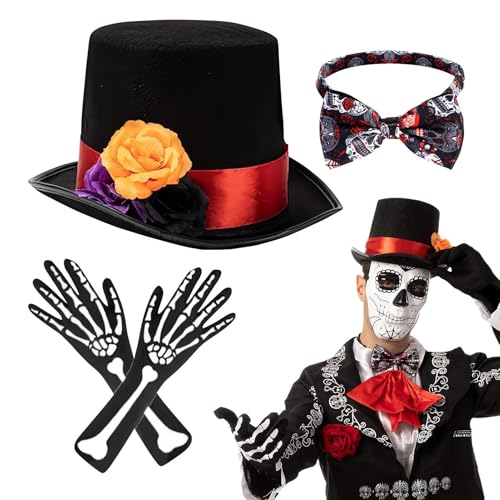 ycezw Herrenkostüm - Herrenkostüm Halloween, Skelettkleidung Maskerade | Halloween-Cosplay mit Mexikanischen Todesstag Thema, Blumenmuster Accessoires für Erwachsene Männer mit verstellbarer Passform ycezw Herrenkostüm - Herrenkostüm Halloween, Skelettkleidung Maskerade | Halloween-Cosplay mit Mexikanischen Todesstag Thema, Blumenmuster Accessoires für Erwachsene Männer mit verstellbarer Passform von ycezw