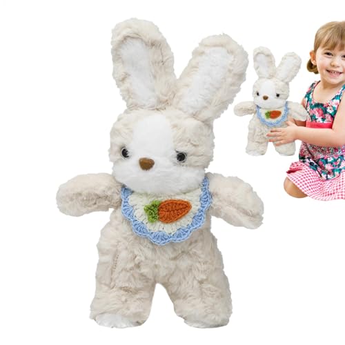 ycezw Kaninchen, Plüschtier Hase | Weiches Plüschspielzeug mit süßem Karotten-Lätzchen, Sofakissen für Ferienwohnung, Kaninchenspielzeug zum Kuscheln, beruhigendes Spielzeug ycezw Kaninchen, Plüschtier Hase | Weiches Plüschspielzeug mit süßem Karotten-Lätzchen, Sofakissen für Ferienwohnung, Kaninchenspielzeug zum Kuscheln, beruhigendes Spielzeug von ycezw