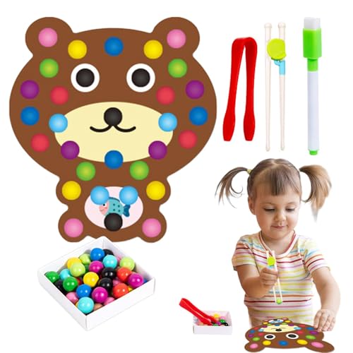 ycezw Perlenset mit Clip, Holzperlenset für Kinder, passende Spielperlen, Clip Bead Toys, Feinmotorikspiel, pädagogische Vorschulaktivität von ycezw