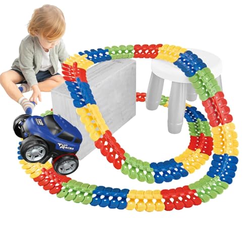 ycezw Rennstrecken-Spielzeug für Kinder, Rennwagen-Streckenset | Veränderbares Auto-Track-Spielzeug für Kinder,Buntes Fahrzeug-Spielzeugset, frühpädagogisches Spielzeug für Zuhause, Kindergarten, von ycezw