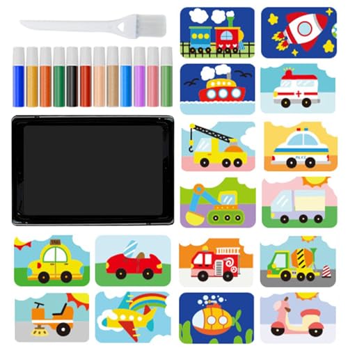 ycezw Sandkunst Kits für Sandmalerei für - Bunte Sandkunst Bilder Kits für 1 Tablett, 1 Pinsel, 12 Sandfarben, 16 Bilder zum Abziehen und Streuen, Kunstwerkzeug ycezw Sandkunst Kits für Sandmalerei für - Bunte Sandkunst Bilder Kits für 1 Tablett, 1 Pinsel, 12 Sandfarben, 16 Bilder zum Abziehen und Streuen, Kunstwerkzeug von ycezw