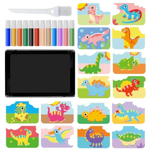 ycezw Sandkunst-Sets für Sandmalerei für | Bunte Sandmalerei-Sets für - 1 Tablett, 1 Pinsel, 12 Sandfarben, 16 Abzieh- und Streubilder, Kunstwerkzeug ycezw Sandkunst-Sets für Sandmalerei für | Bunte Sandmalerei-Sets für - 1 Tablett, 1 Pinsel, 12 Sandfarben, 16 Abzieh- und Streubilder, Kunstwerkzeug von ycezw