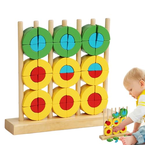 ycezw Stapelbares Spielzeug für Kinder, stapelbares Spielzeug aus Holz, Lern- und Lernspielzeug, Farbsortierungsspiel und Formen für Geschenk von ycezw