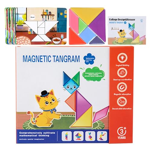 ycezw Tangram Puzzles für Kinder,Magnetisches Lernspielzeug - Geometrische Formen,Für Kinder Ab 3 Jahren Mädchen Kindergarten Vorschule Homeschool Mathematik Lernspielzeug ycezw Tangram Puzzles für Kinder,Magnetisches Lernspielzeug - Geometrische Formen,Für Kinder Ab 3 Jahren Mädchen Kindergarten Vorschule Homeschool Mathematik Lernspielzeug von ycezw