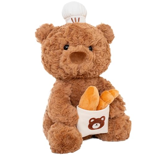 ycezw Teddybär, Teddybär | Niedliche Konditormütze, Teddybär, Stofftier Mit Brot – Bezauberndes Bären-Plüschkissen Für Erwachsene, Kinder Und Mädchen, Für Zuhause von ycezw