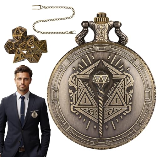 ycezw Würfeltaschen, Würfelset Halsketten - Tragbares polyedrisches Würfelset mit Taschenuhrhülle | Steampunk Brettspiel 7 Teile Metallwürfel Kleine Würfel Zubehör für Tischplatte ycezw Würfeltaschen, Würfelset Halsketten - Tragbares polyedrisches Würfelset mit Taschenuhrhülle | Steampunk Brettspiel 7 Teile Metallwürfel Kleine Würfel Zubehör für Tischplatte von ycezw