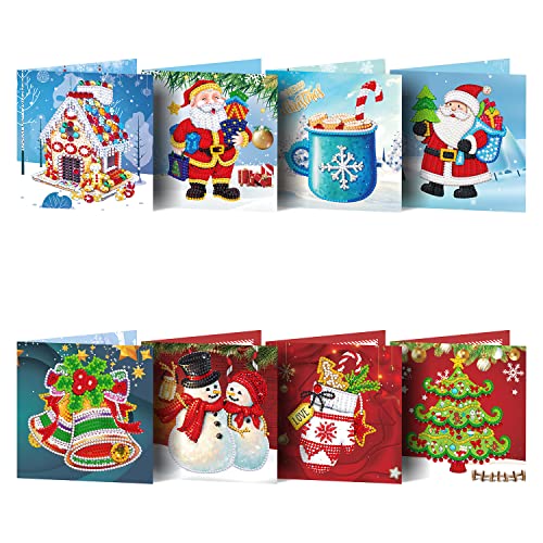 ycyingcheng 5D DIY Diamond Painting Grußkarten, Kreuzstich handgefertigte Happy Birthday Weihnachtskarten, DIY Diamond Drawing Cards Kit mit leeren Umschlägen für Hoilday Festival Crafts Gift von ycyingcheng