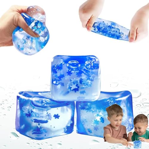 Eiswürfel-Fidget Toys, 3Pcs Stressball für Kinder und Erwachsene, Squeeze Cube Stressbälle Kinder, Cube Anti Stress Spielzeug für Kinder und Erwachsene von yeemeen