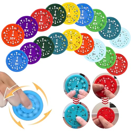 Mathe Fidget Spinner, 18Pcs Fidget Spinner Spielen, Additions Subtraktions Multiplikations und Divisions Mathe Lernspiele Zappel Spielzeug von yeemeen