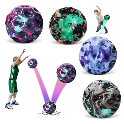 yeemeen Astro Jump Balls, 4Pcs Space Ball, Hüpfbälle, Sprünge Gummiball, Planeten Hüpfbälle Spielzeug zum Stressabbau für Kinder und Erwachsene von yeemeen