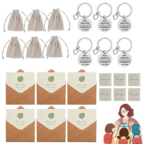 yeemeen Erzieherin Geschenk, 6Pcs Geschenke für Erzieherinnen, 6Pcs Kordelbeutel und 6Pcs Grußkarte mit Umschlag für Lehrer Geschenk Erzieherin Geschenk von yeemeen