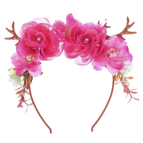 Kopfschmuck Kostüm Mädchen Frauen Hoop Haartuch Kunststoff Blume Faux Horn Rentier Stirnband Halloween von yeeplant