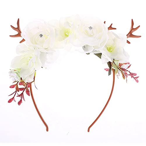 yeeplant Mädchen Rentier Horn Floral Halloween Kopfschmuck - Haarreifen aus Kunststofftuch für Frauen Kostüm von yeeplant