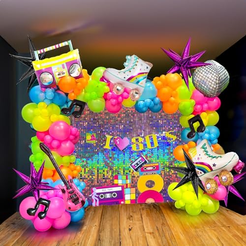 yeewaka Grün Blau Hot Pink Ballon Girlande Bogen Kit 160+ Stück mit Musiknote Gitarre Disco Folienballon für 80er 90er Jahre Motto-Party Geburtstagsparty Dekorationen für 2024 Silvester von yeewaka