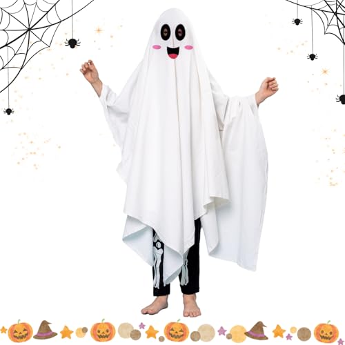 yisight Geister Kostüm Kinder, Halloween Kinder Geist Kostüm, Weiß Geister Umhang, Gespenst Kostüm Kinder, Halloween Fasching Kostüm Party Cosplay von yisight