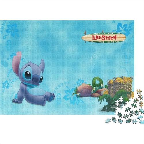 1000-teilige Puzzles für Erwachsene, Lilo & Stitch-Puzzles für Erwachsene und Kinder, Holzpuzzles, Freunde und Familie, 75x50cm von yokiky