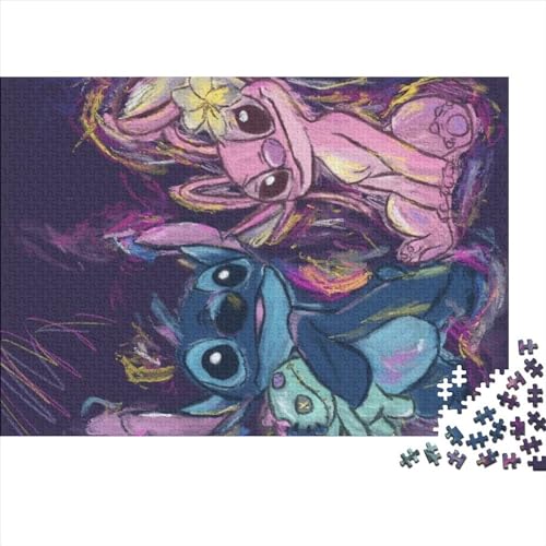 Puzzle 1000 Teile für Erwachsene Lilo & Stitch Puzzle für Kinder, quadratisches Puzzle für Kinder für Erwachsene und Kinder, Holzpuzzles, einzigartige Herausforderungsspiele, 75x50cm von yokiky