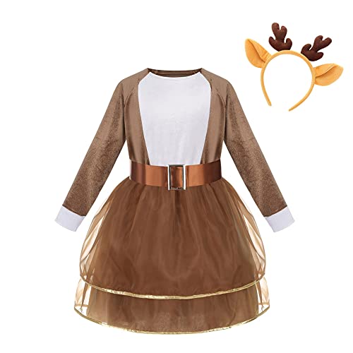 yolsun Halloween Hirsch Kostüm für Mädchen Weihnachten Rentier Prinzessin Kleid Fancy Party Outfit von yolsun