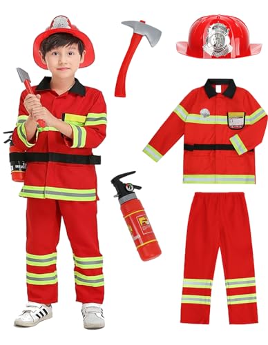 yolsun Unisex Baby Spielen Fireman Rollenkostüm, und Feuerwehrmann verkleiden und Spielset 2-3y rot von yolsun