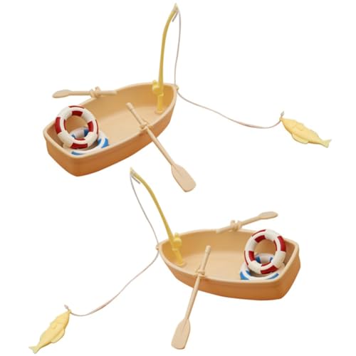 yomoe 2 Sets Schwimmring Miniaturboot Rettungsring Ruder Kanu Boot Kreuzfahrt Spielzeug Kunststoff Segelboot Haushalt von yomoe