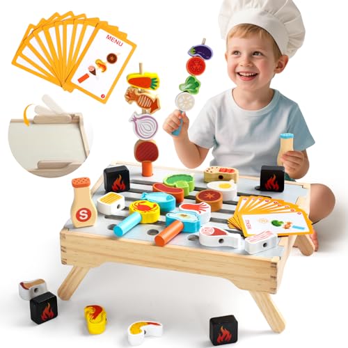 Kinderküche Zubehör - Kinder BBQ Grill , Spielküche Zubehör Holz , 10 Menü Karte & 29 Zutaten–Rollenspiel Kinder ab 3 Jahren Chef , Montessori Spielzeug ab 3 Jahre, Geschenk 3 4 5 Jahr Junge Mädchen Kinderküche Zubehör - Kinder BBQ Grill , Spielküche Zubehör Holz , 10 Menü Karte & 29 Zutaten–Rollenspiel Kinder ab 3 Jahren Chef , Montessori Spielzeug ab 3 Jahre, Geschenk 3 4 5 Jahr Junge Mädchen von yoptote