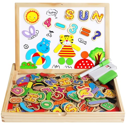 yoptote Spielzeug ab 2 3 Jahre Mädchen-Magnetspiel Holzpuzzle Kinder Montessori Kinderspielzeug ab 2 3 Jahre Magnet Puzzle ab 2 3 Jahre Reisespiele Geschenk Mädchen 2 3 Jahre Doppelseitiger Tafel von yoptote