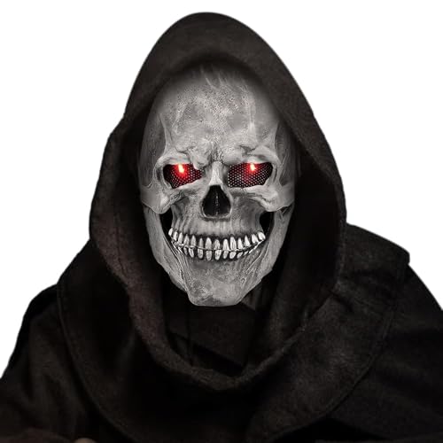 yotutun Halloween Maske, Glow 3D Schädel Totenkopf Maske Mit Beweglichem Kiefer Gruselige Schädel Kopfbedeckung Realistischer Latexhelm für Cosplay Halloween Party Totenkopf yotutun Halloween Maske, Glow 3D Schädel Totenkopf Maske Mit Beweglichem Kiefer Gruselige Schädel Kopfbedeckung Realistischer Latexhelm für Cosplay Halloween Party Totenkopf von yotutun