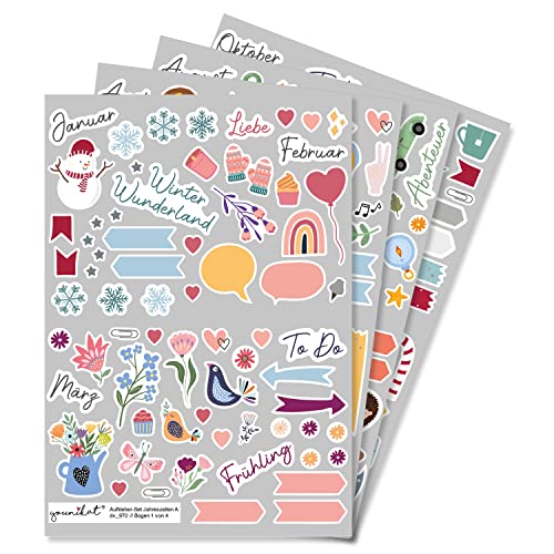 Sticker Jahreszeiten I 229 Sticker I Fotoalbum Scrapbooking Aufkleber-Set zum Gestalten von Kalender Bullet Journal Zubehör I Kinder Erwachsene Anlässe I dv970 von younikat