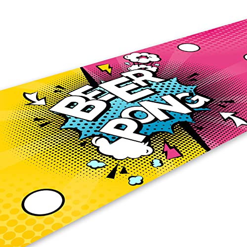 younikat Beer Pong Spielfeld-Matte I 180 x 60 cm I Pop Art Design I Trinkspiel I Party-Spiele und Geburtstag I Wiederverwendbar und abwischbar I dv1023 von younikat