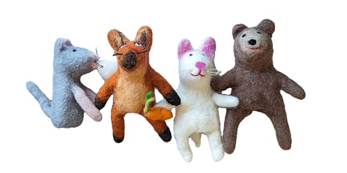 4er Fingerpuppen-Set aus Filz Wald mit Fuchs, Bär, Maus und Hase Handpuppe Mitgebsel Geschenk Gastgeschenk für Geburtstag Kinder-Party Weihnachten von your castle