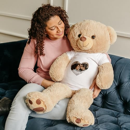 your surprise Teddybär Personalisiert mit Bild oder Text (Großer Teddybär mit Foto (82 cm)) von your surprise