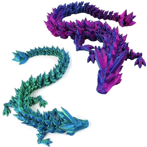 ysister 2 Stück Kristall Drachen Figur Dekor,3D Gedruckter Drache beweglich Drache,Voll Beweglicher Drache Kristalldrache,Für Autos, Büros, Erwachsene Kinder Geschenke Spielzeug… von ysister