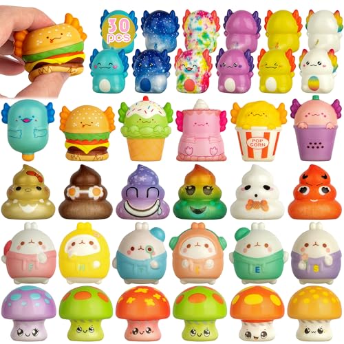 yuechen 30 Squishy Toys Set, Squeeze Toy Tier, Anti Stress Fidget Spielzeug, Stress Relief Squishies, Mitgebsel Kindergeburtstag, Geburtstag Mitgebsel Kinder, Party Gastgeschenke von yuechen