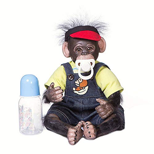 yuela 40CM handgemachte detaillierte Malerei Reborn Frühchen Baby Orang-Utans Black Monkey Sammlerkunst hochwertige Puppe von yuela