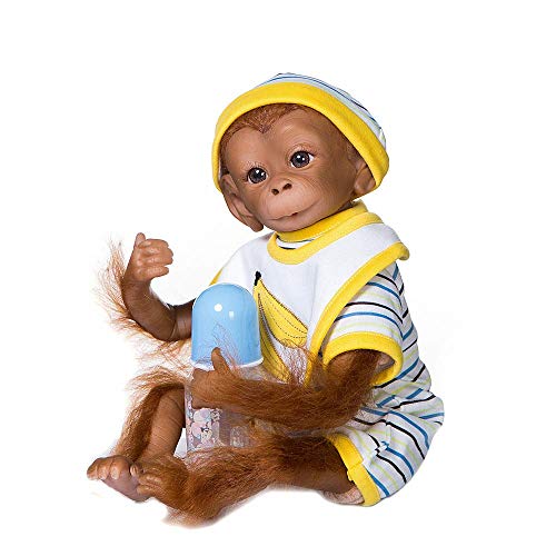 yuela Design 40CM Brown Skin Monkey Bebe Puppe Wiedergeborene Orang-Utans Nette Babypuppe Detaillierte Übergabe Malerei Premie Größe von yuela