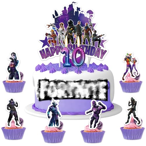 11 Stück Geburtstag Tortendeko,10th Fortnit Tortendeko Jungen, Gaming Kuchen Toppers mit Geburtstagskerzen für Cake Decor Partyzubehör für Kindergeburtstag Kindergeburtstagsfeier Deko 11 Stück Geburtstag Tortendeko,10th Fortnit Tortendeko Jungen, Gaming Kuchen Toppers mit Geburtstagskerzen für Cake Decor Partyzubehör für Kindergeburtstag Kindergeburtstagsfeier Deko von yumcute