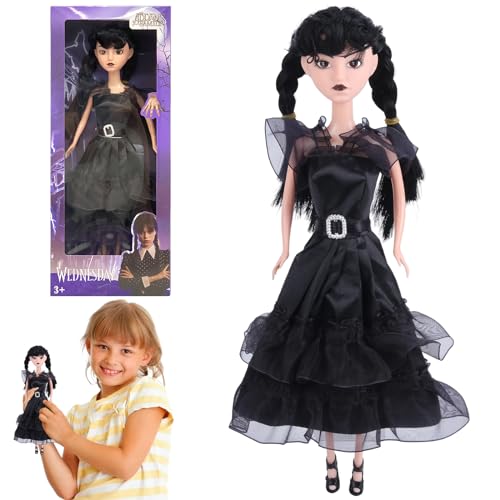 Barbie,Kinder Wednesday Puppen,Barbie Zubehör Schwarzes Kleid und High Heels Pop Barbie Gelenk Puppe Kinder Action Figuren Spielzeug Geschenke für Fans Kinder,Puppen für Kleinkinder,Pop Figure von yumcute