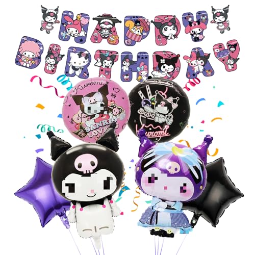 7 Stücke Geburtstags Deko Luftballons Cartoon Set, Kindergeburtstag Dekoration Luftballons Set mit Happy Birthday Banner, Geburtstags Party Dekorationen für Kinder Mädchen von yumcute