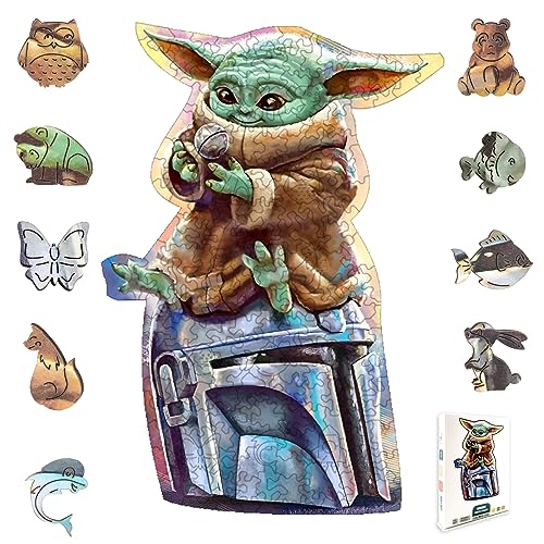 Puzzle Holzpuzzle Erwachsene 200 Teile Yoda Holzpuzzle Spielzeug Tierform Wooden Tiere Jigsaw Puzzle für Erwachsene und Kinder Familienspielsammlung,Tierpuzzle DIY Kreative Geschenke,21x15 cm von yumcute