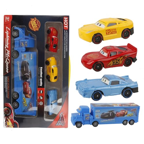 car Model Cars Spielzeug Autos, 4 Pcs Spielzeugauto Set, Lightning Mc-Queen Auto Pixar Cars Mini Auto Mack Truck Mc-Queens Cars Spielzeug Mc-Queen Autos, Truck Hook Cars for Kids Boys von yumcute